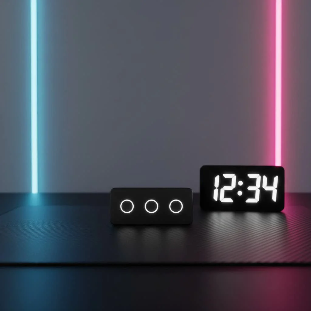 Smart light switch on a wall next to a smartphone controlling it